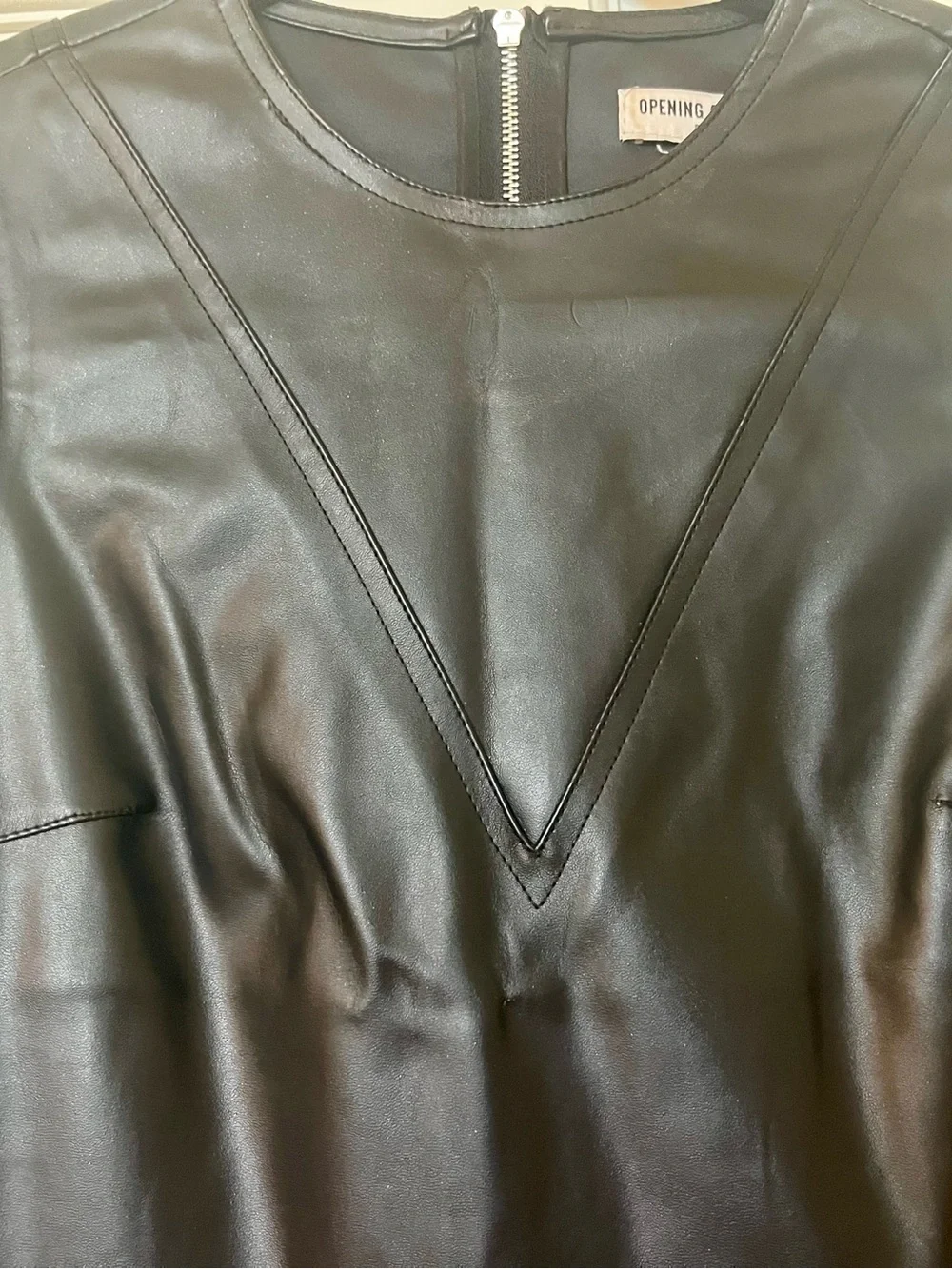 Opening Ceremony Black Leather Laser-Cut Sleeveless Shift Top